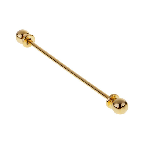 1/2/5 mäns runda huvudskjorta Krage Clip Bar Pin Clip Tie Brosch Gold 65 x 6mm 1Set