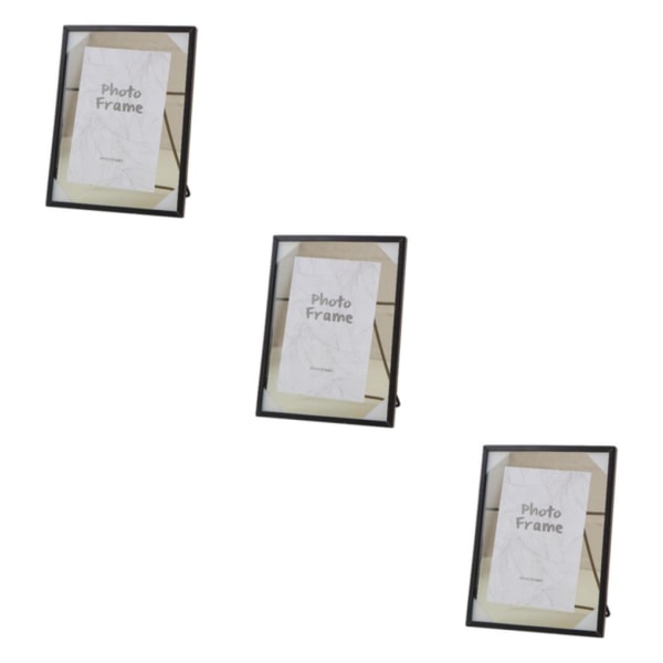 1/2/3 För Creative Nordic Metal Glas Photo Frame Crafts Home M Black 3Set