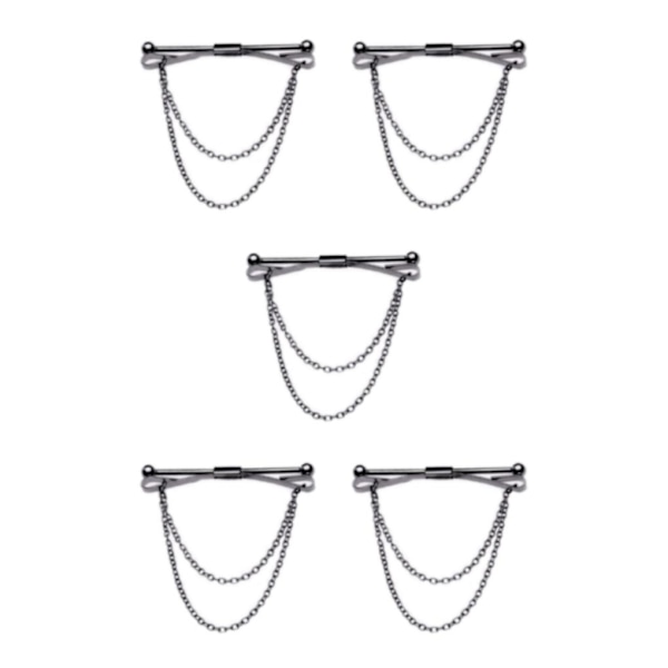 1/2/3/5 Mode mäns krage Bar Pin med kedja Cravat spännen 5Set