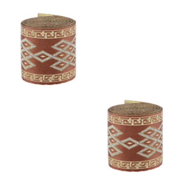 1/2/3/5 5 meter/ 5,5 Yds Jacquard Trim Wide Woven Border Ribbon Red Brown 6cm x 5M 2Set