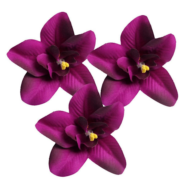 1/2/3 20 st konstgjorda sidenorkidéblomhuvuden för DIY-bröllop Purple 1Set