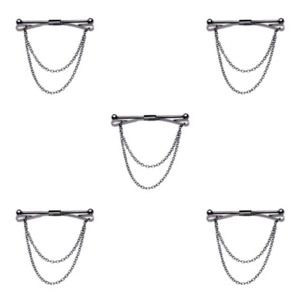 1/2/3/5 Mode mäns krage Bar Pin med kedja Cravat spännen 5Set