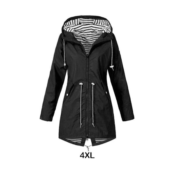 Polyester vattentät och vindtät damjacka för utomhusbruk black 4XL