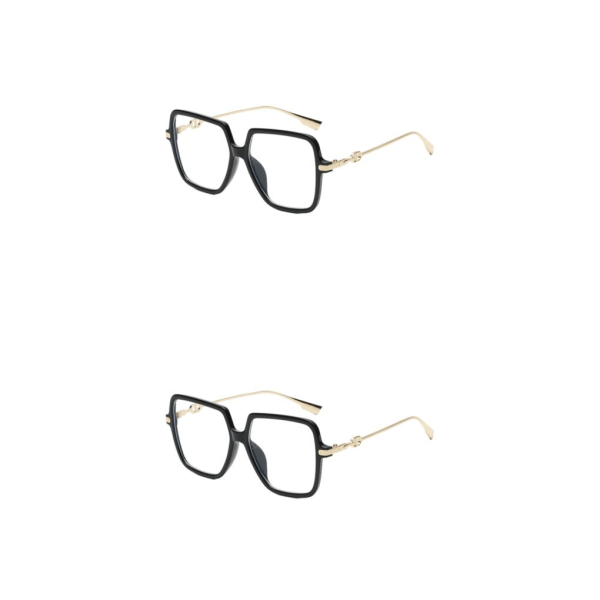 1/2/3/5 Fashionabla för snygga kvinnor Anti-Blue Light Glasögon Gold black frame 2Set