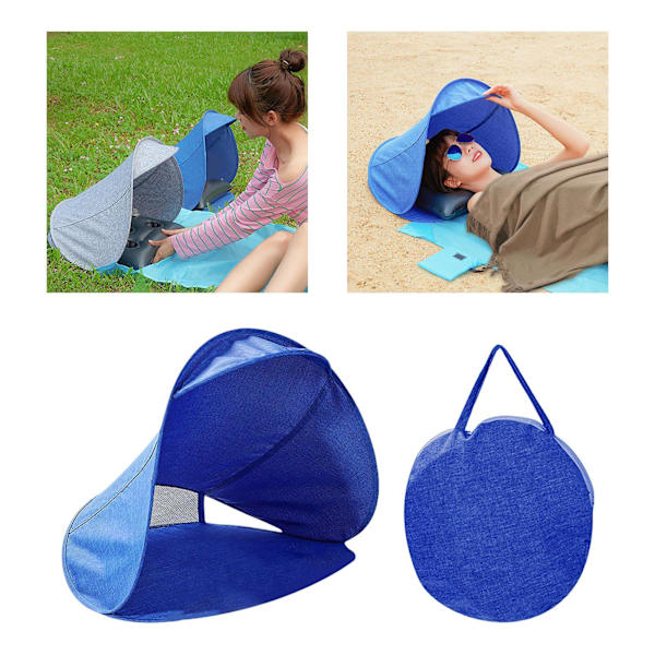 Sun Shelter Protection Head-tält Andningsbart, hopfällbart för havet Blue with Bag