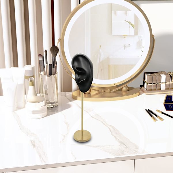 1/2/3 Örhänge Display Stand Human Ear Model Stud Holder Showcase Left Ear Black Height: 18cm 1Set