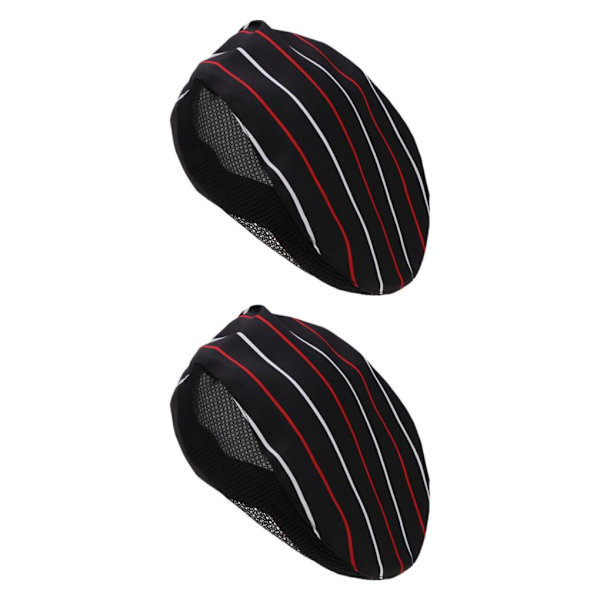 1/2 Kock Hatt Spis Cap Servitör Baker Head Wrap Restaurang Arbete Red Stripe 56-60cm 2Set
