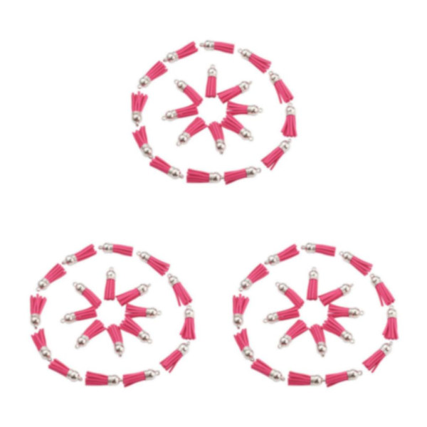 1/2/3/5 100 stycken Tofs Nyckelring Snygg DIY Tofs Tillbehör Rose Red-Silver 3Set