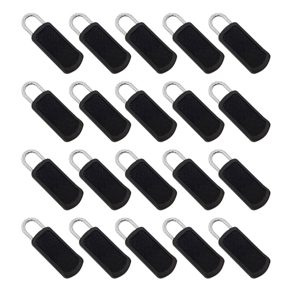 20-pack Lättinstallerade dragkedjor i gummi och metall Black