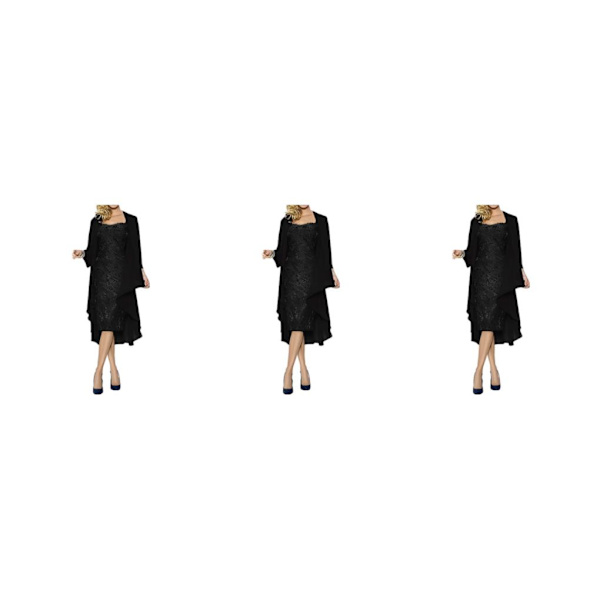 1/2/3 Paljettklänning Tvådelad kofta Spets Skin Close Prom Black/2XL 3PCS