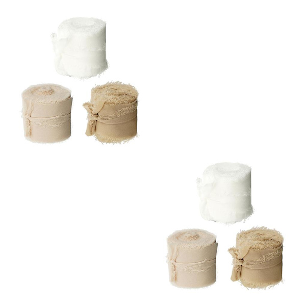 1/2/5 frans chiffong sidenliknande band för bröllopsbuketter White+Beige 2PCS