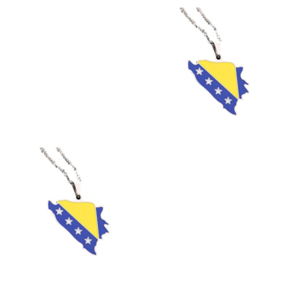 1/2/3/5 Legering Ny karta flagga hänge halsband för unika och Silver 2PCS