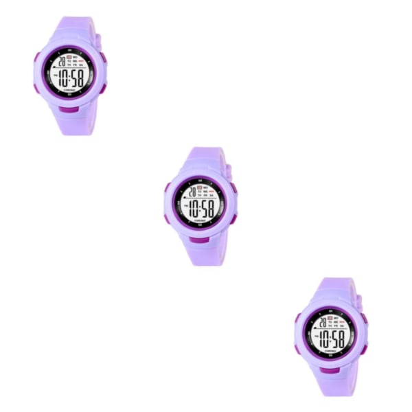 1/2/3/5 Digital watch för barn utomhus elektroniskt armbandsur Purple 3PCS