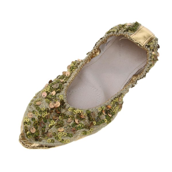 1/2/3/5 Kvinnor Tjej Magdansskor Non- För slip Soft Soles Gold L 1Set