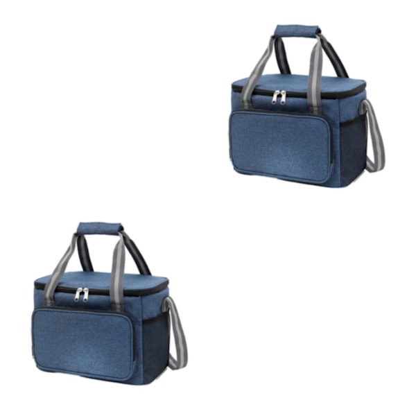 1/2 resevänlig hopfällbar thermal väska för picknick på resande fot dark blue 2Set