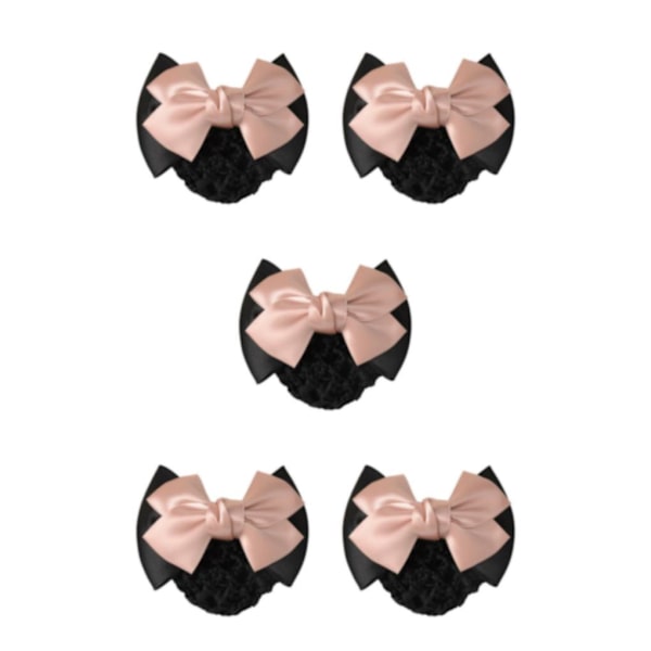 1/2/3/5 tyg lätt att bära Elastiska hårnät för moderiktiga Two Bows- light pink 5Set
