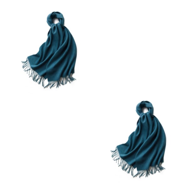 1/2/3 unisex halsduk med fransar Varm och mysig tubscarf för peacock blue 2Set
