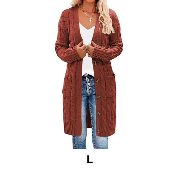 Polyester Klassisk och snygg lång kofta för damer Andas red L