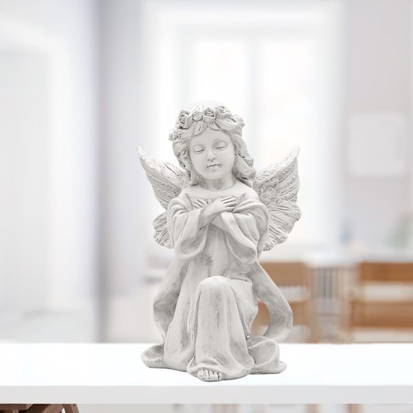 1/2 Resin White Angel Staty Desktop Decor Collection Window prayer hold hands 1Set