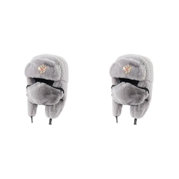 1/2 polyester rysk hatt varm och förbli snygg män S vinter grey 2Set