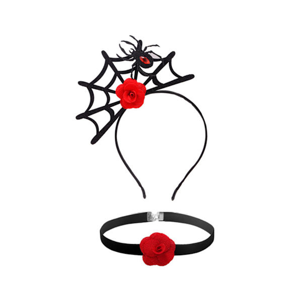 Spindelnätshuvudbonad Halsband Set För Halloween Fest Stämning 6