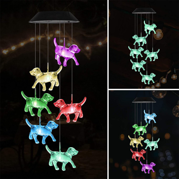 Utsökt och unik stil Solar LED Dog Wind Chime för alla