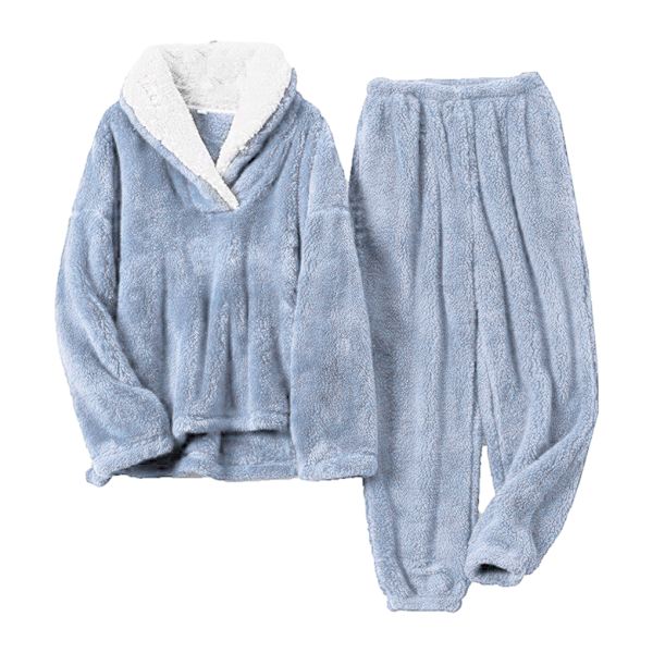 Mjuk och skön Coral Fleece pyjamas för kvinnor att värma Light blue M