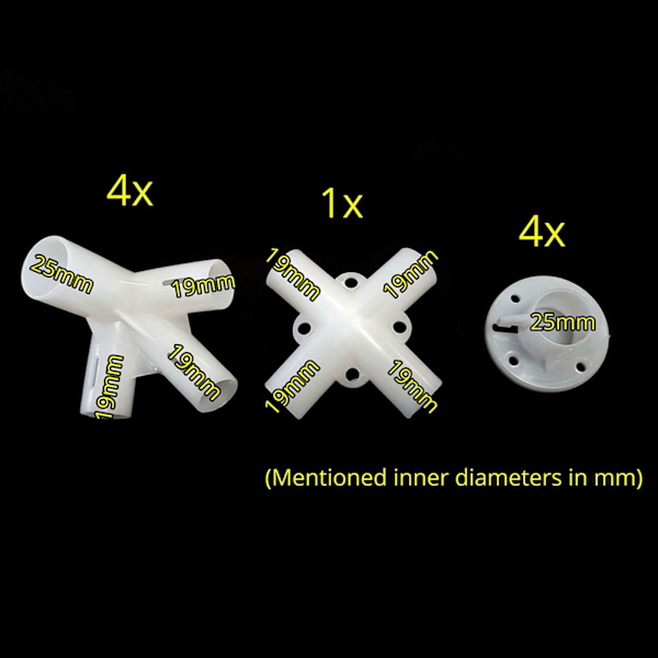 1/2/3 Reservdelar Fötter Hörn sätt Anslutning Intubation för 9 pcs 1 Pc