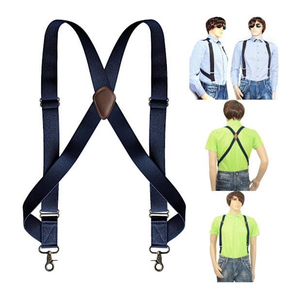 1/3/5 Mens Suspender Swivel Hook X Formad Elastisk 1,4 Bred Navy 1 Pc