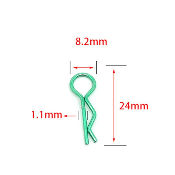 1/2/3/5 RC Body Shell Clips R Shape för 1/10 RC racingbil green length 24mm 1Set