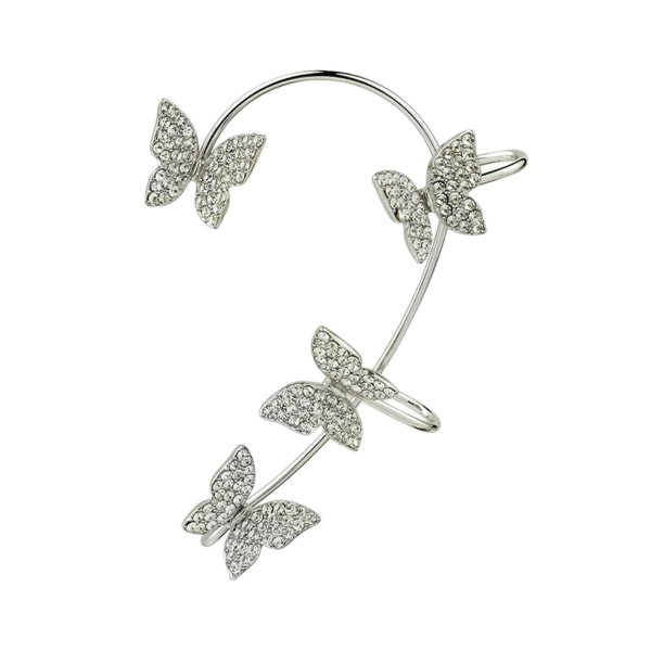 1/2/3/5 Clip Earring För Butterfly Ear Cuff Clip för Daily Silver Left 5.2cm 1Set