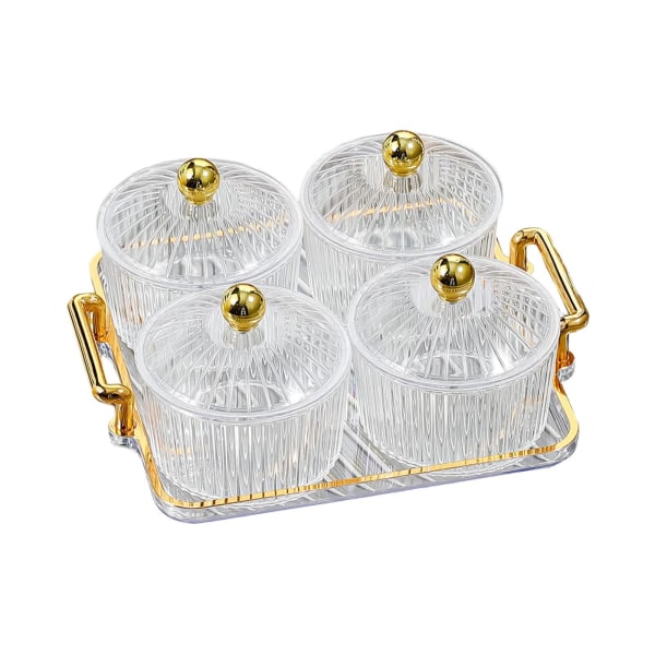 1/2/3 Klart Bröllopsfruktsnacks Serveringsfat med Elegant Clear 4 Bowls 2PCS