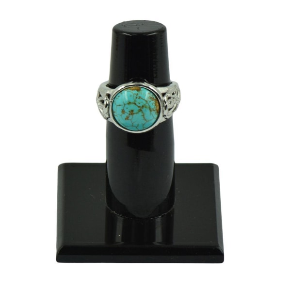 1/3/5 mode vintage justerbar ring naturlig turkos rund Silver 12mm 1Set
