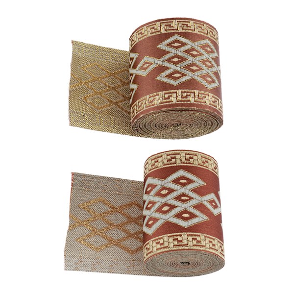 1/2/3/5 5 meter/ 5,5 Yds Jacquard Trim Wide Woven Border Ribbon Red Brown 8cm x 5M 1Set