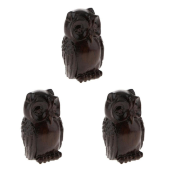 1/2/3/5 Trä Buddha Staty Staty Indien Staty Craft Ornament Owl 3Set