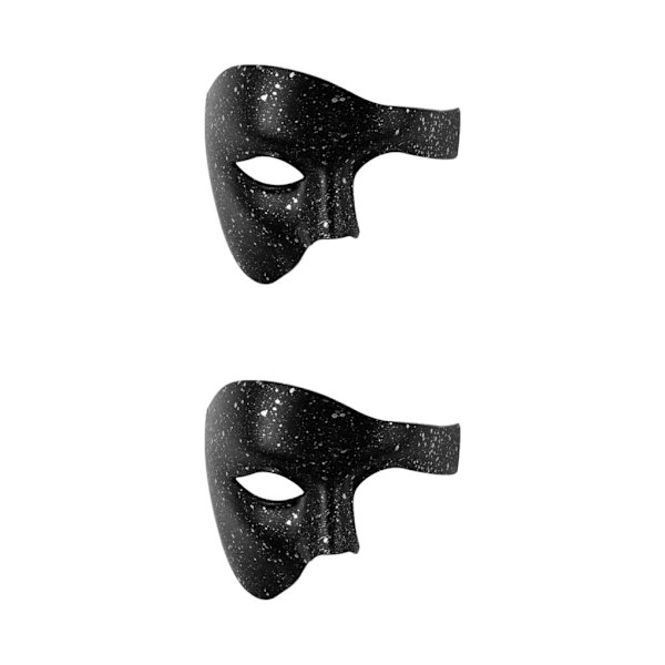 1/2/3/5 Bred appliceringshalva för olika tillfällen halvansikte Black silver dot 2Set