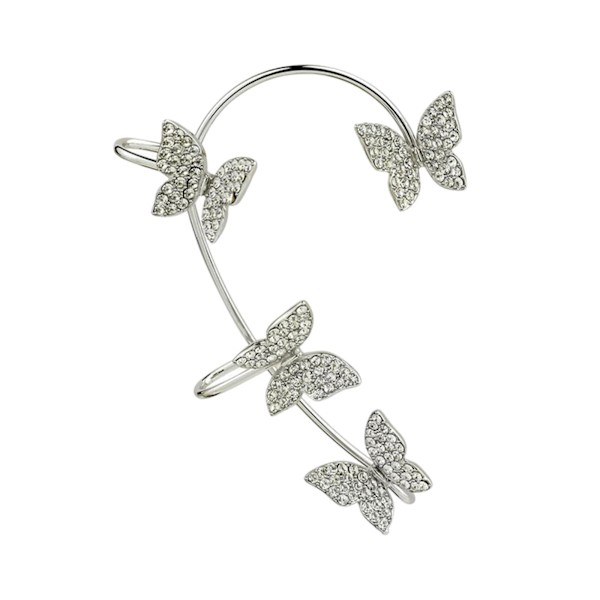 1/2/3/5 Clip Earring För Butterfly Ear Cuff Clip för Daily Silver Right 5.2cm 1Set