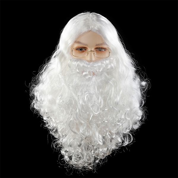 2 st/set Vit Jultomte Skägg Peruk För Män S Högtidskläder