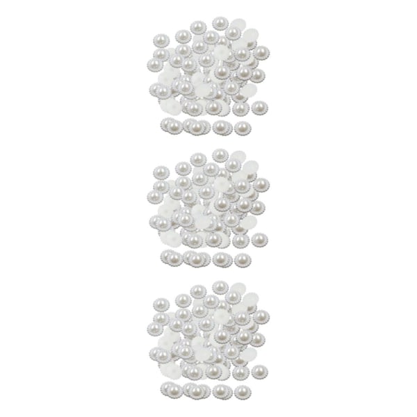 1/2/3 Pearl Buttons Rhinestone Flatback Cabochon DIY Craft för White 12mm 3Set