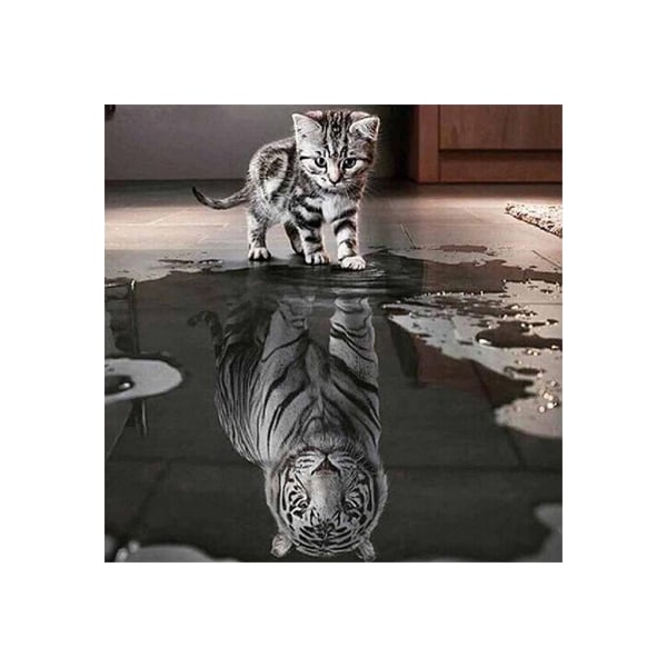 Cat Tiger Resin Handarbete DIY 5D Animal Home as picture shows