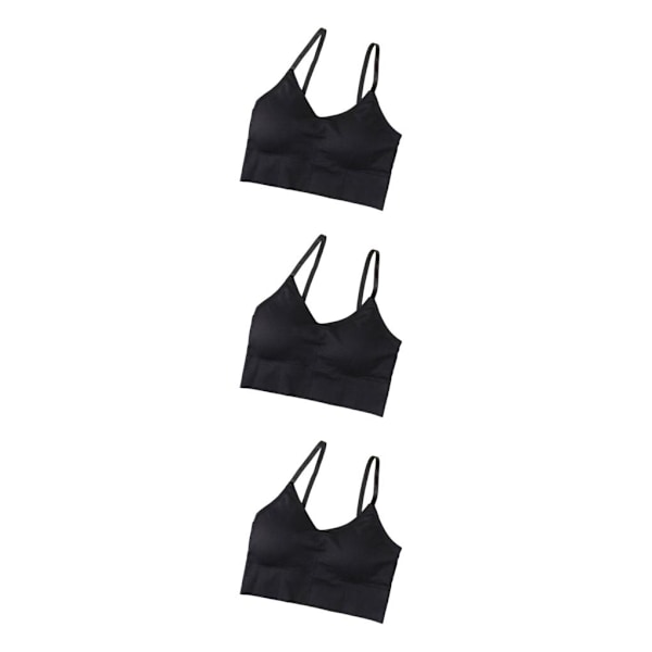 1/2/3/5 Dam Tank Crop Top BH Sexiga Underkläder Underkläder Bralette Black 3PCS
