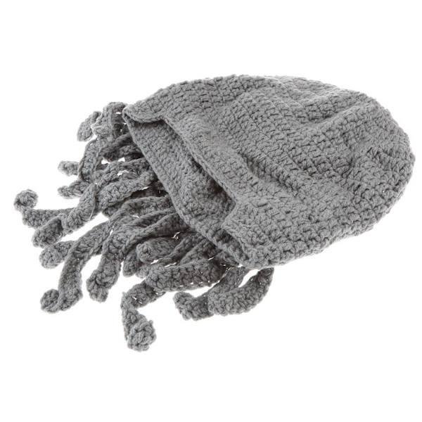 1/2 unisex skäggmössa Stickad cap Vinter varm mössa vindtät Light Gray 1Set