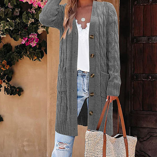 Polyester Klassisk och snygg lång kofta för damer Andas dark grey M