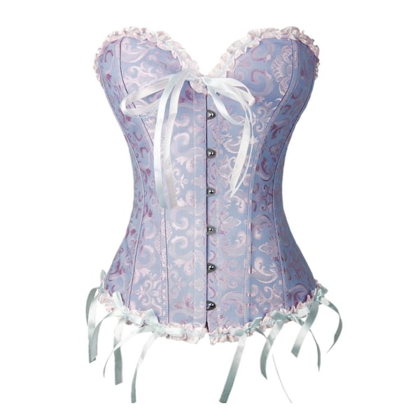 1/2 Women's För ace Up Boned Overbust Cincher Corset Bustier Blue L 1Set