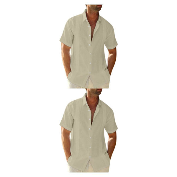 1/2 Resande Fotvandring Herr Button Down Skjorta Sommar Enkel Khaki XL 2PCS