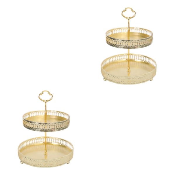 1/2/3 Nordic Texture Förvaringsbricka Dubbel Frukt Snack Förvaring Stripe Height 25cm 2Set