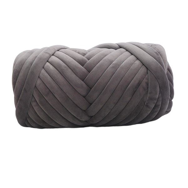 1kg Velvet Chunky Yarn För Arm Stickmatta Making Hand Knit Deep Grey