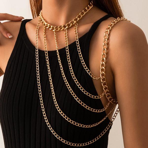 1/2/3/5 Body Chain Multi lager En Shoulder Smycken Tofsar Golden 1Set