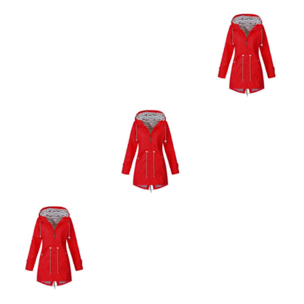 1/2/3/5 Hoodie Mjuk damjacka Vattentät regnkappa utomhus red S 3Set
