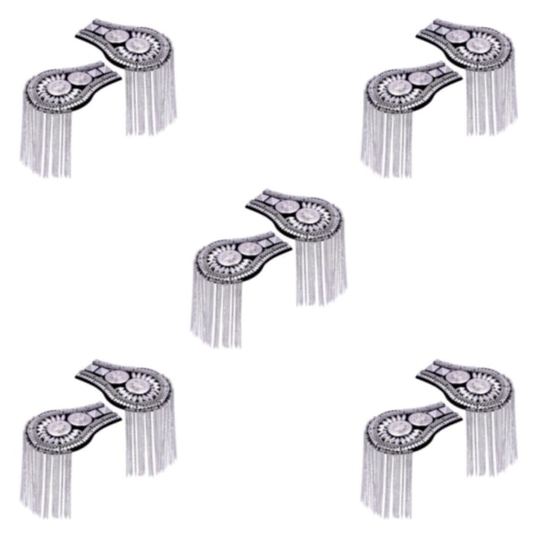 1/2/3/5 Epaulets tofs axelbrädor Legering för kläder Silver 6.7x11cm 5Set